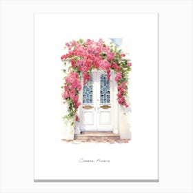 Cannes, France   Mediterranean Doors Watercolour Painting 2 Poster Canvas Print