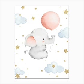 Baby Elephant With Balloon Kids and Nursery Canvas Print