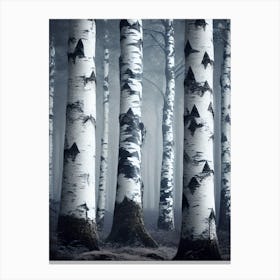 Birch Trees In The Fog 6 Canvas Print