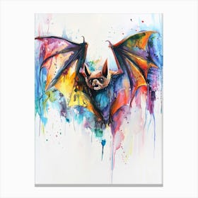 Bat Colourful Watercolour 4 Canvas Print