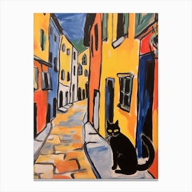 Painting Of A Cat In Volterra Italy 2 Canvas Print