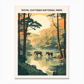 Royal Chitwan National Park Midcentury Travel Poster Canvas Print