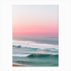 La Côte Des Basques Beach, Biarritz, France Pink Photography 1 Canvas Print