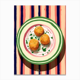 A Plate Of Arancini Top View Food Illustration 1 Canvas Print