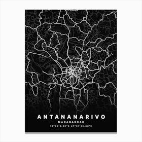 Antananarivo Madagascar Black Map Canvas Print