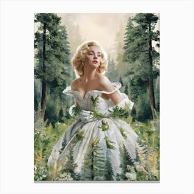 Collage Art of Gorgeous Woman in The Forest #11 Canvas Print