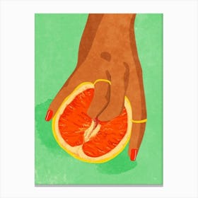 Hand Holding Grapefruit Canvas Print