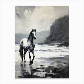 A Horse Oil Painting In Anakena Beach, Easter Island, Portrait 3 Canvas Print