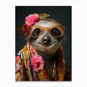 Sloth In Glasses Canvas Print