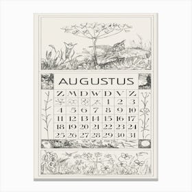 August Calendar Page With Lark And Flower (1917), Theo Van Hoytema Canvas Print