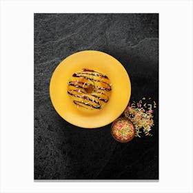 Donut — Food kitchen poster/blackboard, photo art Canvas Print
