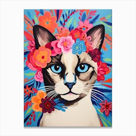 Balinese Cat With A Flower Crown Painting Matisse Style 2 Canvas Print