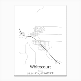 Whitecourt,Canada Minimalist Map Canvas Print