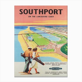 Southport On The Lancashire Coast Golf Vintage Poster Canvas Print