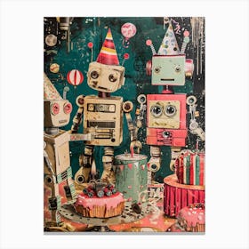 Retro Robot Kitsch Birthday Party 3 Canvas Print