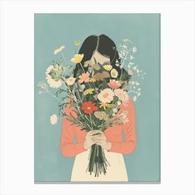 Spring Girl With Wild Flowers 5 Canvas Print