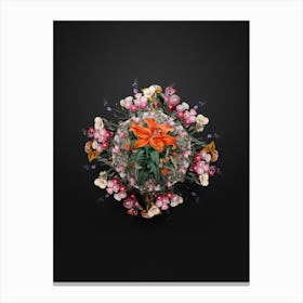 Vintage Thunberg's Orange Lily Floral Wreath on Wrought Iron Black n.2391 Canvas Print