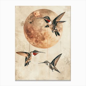 Hummingbirds On The Moon Canvas Print