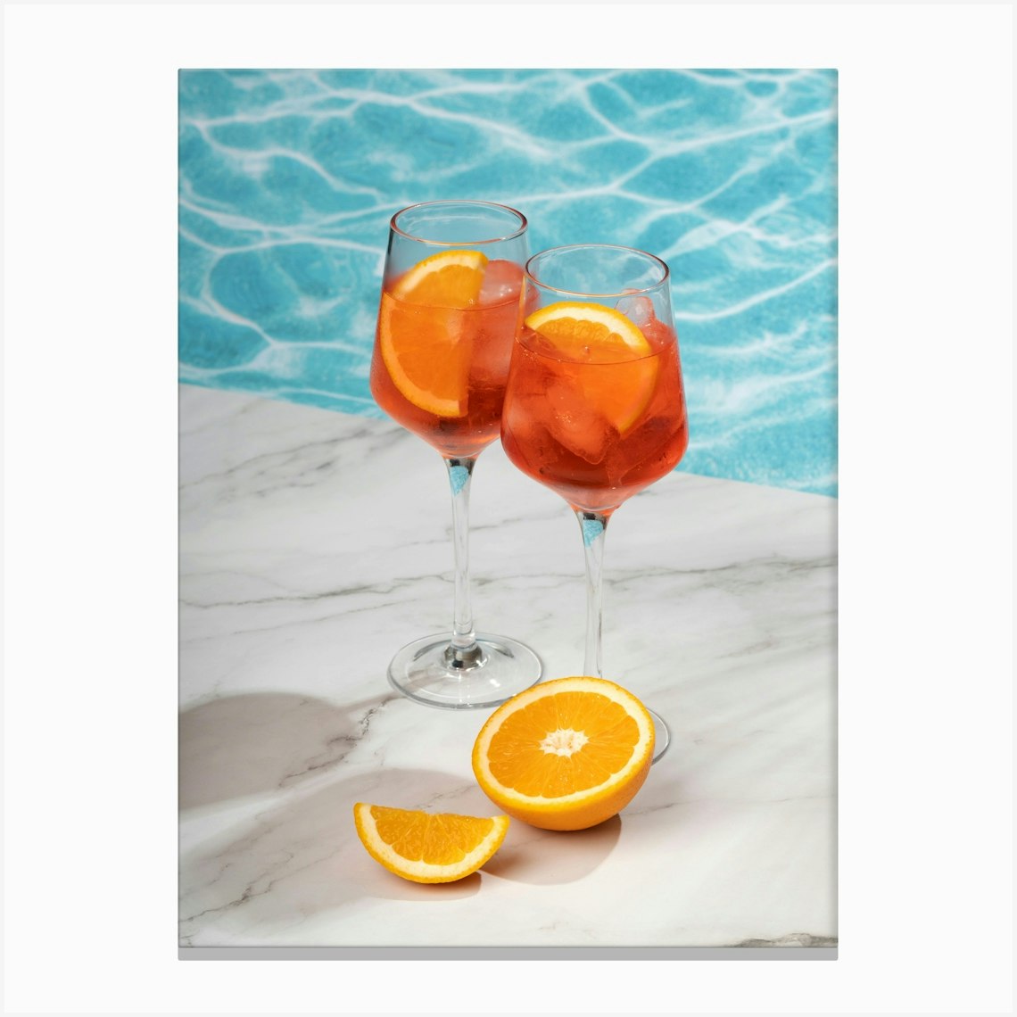 Two Glasses Of Aperol Spritz Summer Art Print Canvas Print by Cherry Bomb Art Prints