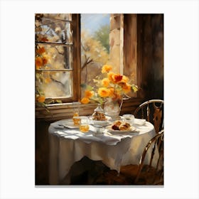 Table By The Window Canvas Print