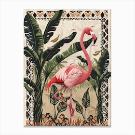Greater Flamingo And Banana Plants Boho Print 3 Canvas Print
