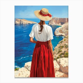 Woman Looking At The Sea Canvas Print