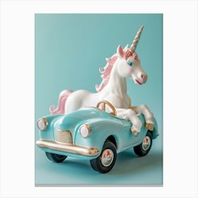 Toy Pastel Unicorn In A Toy Car 1 Canvas Print