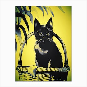 Cat Sat In A Basket 6 Canvas Print