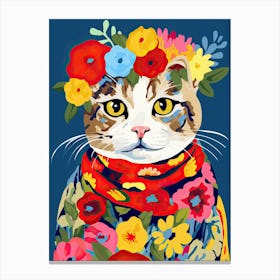 Scottish Fold Cat With A Flower Crown Painting Matisse Style 2 Canvas Print