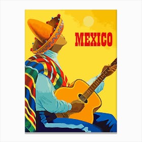 Mexico, Guitar Man With Sombrero Canvas Print