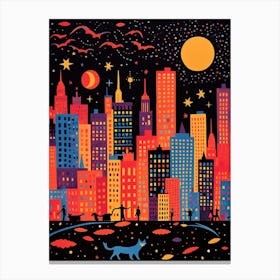 New York City, United States Skyline With A Cat 3 Canvas Print