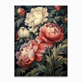 William Morris Peonies Pink And Red Vintage  Canvas Print