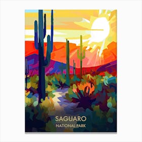 Saguaro National Park Travel Poster Illustration Style 3 Canvas Print