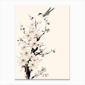 Japanese Cherry Blossoms Bird Canvas Print