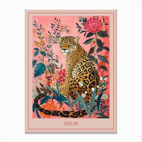 Floral Animal Painting Jaguar 1 Poster Canvas Print