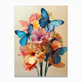 Butterfly Menagerie 2 Botanical  Art Print Canvas Print