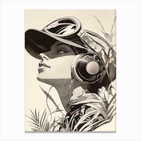 Girl With Headphones 5 Canvas Print