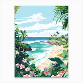 Diamond Beach, Bali, Indonesia, Matisse And Rousseau Style 3 Canvas Print