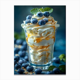 Blueberry Ice Cream In A Glass Canvas Print