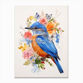 Bird With A Flower Crown Eastern Bluebird 1 Canvas Print
