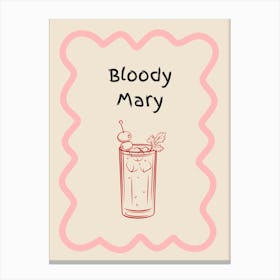 Bloody Mary Doodle Poster Pink & Red Canvas Print