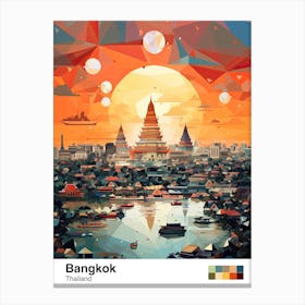 Bangkok, Thailand, Geometric Illustration 4 Poster Canvas Print