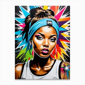 Graffiti Mural Of Beautiful Hip Hop Girl 82 Canvas Print