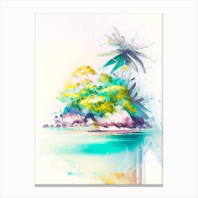 Seychelles Beach Watercolour Pastel Tropical Destination Canvas Print
