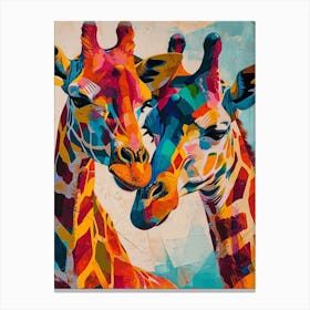 Pair Of Giraffe Colourful 3 Canvas Print