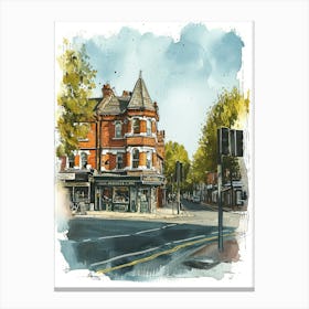 Hounslow London Borough   Street Watercolour 3 Canvas Print