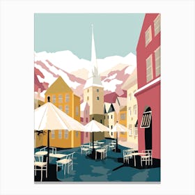 Tromso, Norway, Flat Pastels Tones Illustration 2 Canvas Print