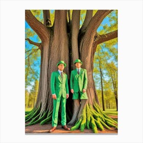 Two Men Standing Under A Tree 3 Canvas Print