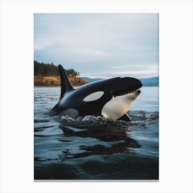 Realistic Photography Of Orca Whale Coming Out Of Ocean 5 Canvas Print