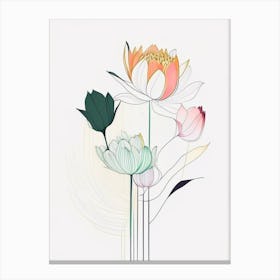 Lotus Flower Bouquet Abstract Line Drawing 1 Canvas Print